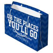 Oh de plaatsen waar je marineblauw Afstuderen Groot Cadeauzakje (Achterkant Gekanteld)