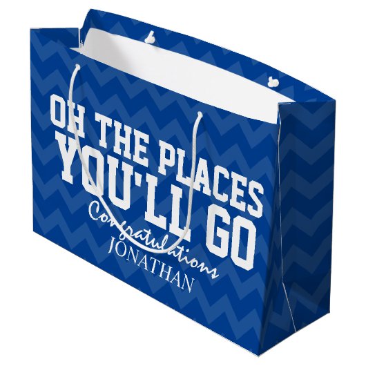 Oh de plaatsen waar je marineblauw Afstuderen Groot Cadeauzakje (Achterkant Gekanteld)