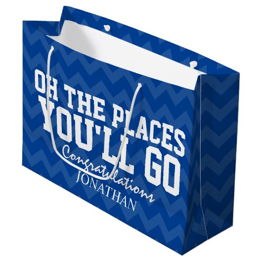 Oh de plaatsen waar je marineblauw Afstuderen Groot Cadeauzakje (Voorkant Gekanteld)