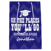 Oh de plaatsen waar je marineblauw Afstuderen Medium Cadeauzakje (Voorkant)
