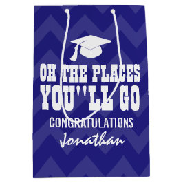 Oh de plaatsen waar je marineblauw Afstuderen Medium Cadeauzakje