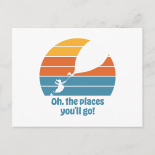 Oh, de plaatsen waar je zult komen! Retro zonsonde Briefkaart