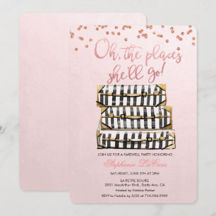 Oh de plaatsen waar ze zal gaan afscheidsuitnodigi kaart