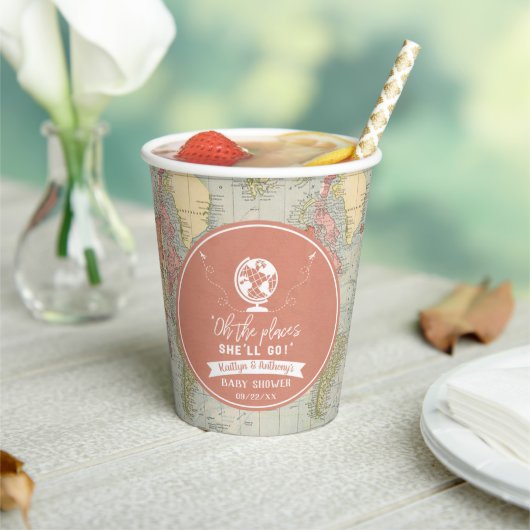 "Oh de plaatsen waar ze zal gaan!" Baby shower rei Papieren Bekers (Insitu)