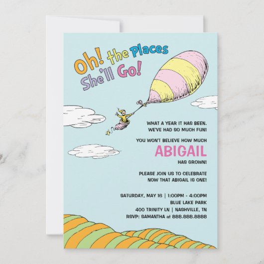 Oh, de plaatsen waar ze zal gaan! - Eerste verjaar Kaart (Voorkant)