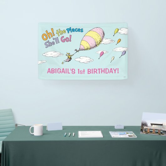 Oh, de plaatsen waar ze zal gaan! - First Birthday Spandoek (Beurs)