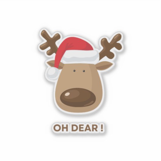 Oh Dear Funny Reindeer Christmas for Nature Lovers Sticker (Voorkant)