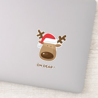 Oh Dear Funny Reindeer Christmas for Nature Lovers Sticker