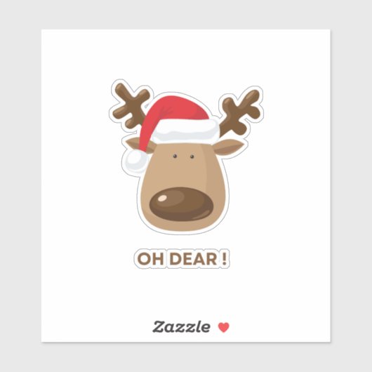Oh Dear Funny Reindeer Christmas for Nature Lovers Sticker (Vel)