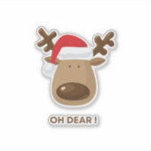 Oh Dear Funny Reindeer Christmas  Sticker (Voorkant)