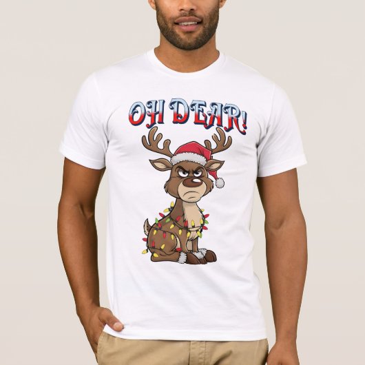Oh Dear Grumpy Reindeer Christmas Lights Funny T-shirt (Voorkant)