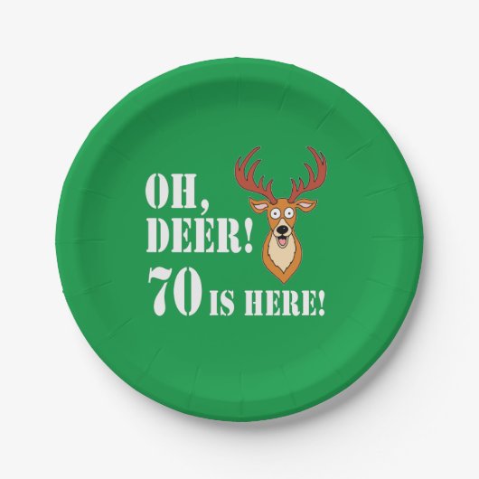 Oh Deer 70th Birthday Paper Bord (Voorkant)