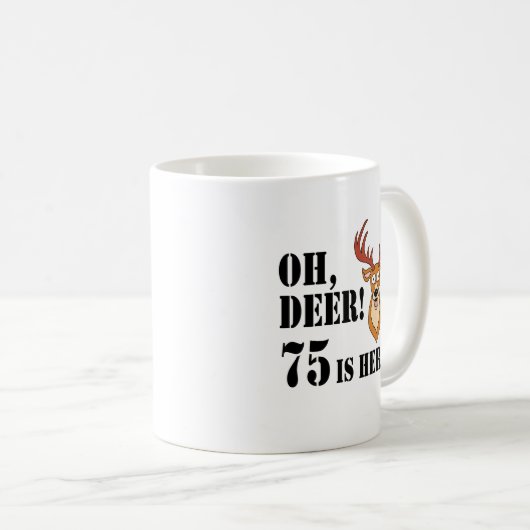 Oh Deer 75th Birthday Coffee Mok (Voorkant rechts)