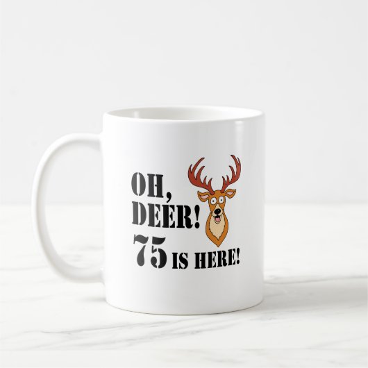 Oh Deer 75th Birthday Coffee Mok (Links)