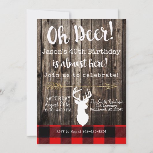 Oh Deer! Achtergrond jachthout mannen Birthday Kaart (Voorkant)