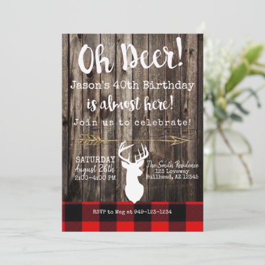 Oh Deer! Achtergrond jachthout mannen Birthday Kaart (Staand voorkant)