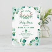 Oh Deer Antlers Greenery Eucalyptus Boho Kaart (Staand voorkant)