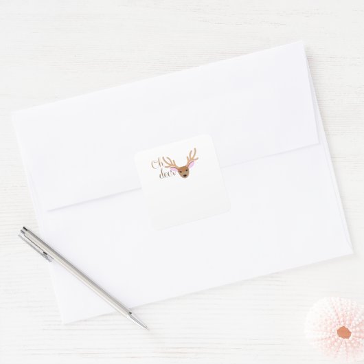 Oh Deer Artistic Style  Vierkante Sticker (Envelop)