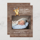 Oh Deer Baby Boys Foto geboorteaankondiging Aankondiging (Voorkant / Achterkant)