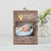 Oh Deer Baby Boys Foto geboorteaankondiging Aankondiging (Staand voorkant)