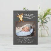 Oh Deer Baby Boys Foto geboorteaankondiging Aankondiging (Staand voorkant)