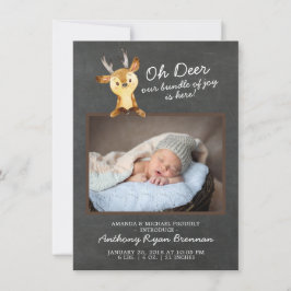 Oh Deer Baby Boys Foto geboorteaankondiging Aankondiging