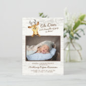 Oh Deer Baby Boys Foto geboorteaankondiging Aankondiging (Staand voorkant)