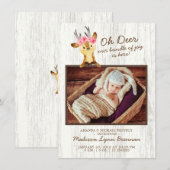 Oh Deer Baby Girls Foto geboorteaankondiging Aankondiging (Voorkant / Achterkant)