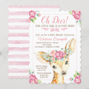 Oh Deer Baby Meisje Shower Uitnodigingen