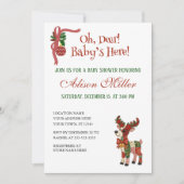 Oh, Deer! Baby’s Here! – Christmas Baby Shower Kaart (Voorkant)