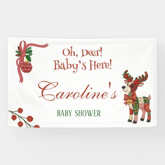 Oh, Deer! Baby’s Here! – Christmas Baby Shower Spandoek (Horizontaal)