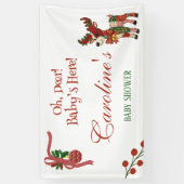 Oh, Deer! Baby’s Here! – Christmas Baby Shower Spandoek (Verticaal)