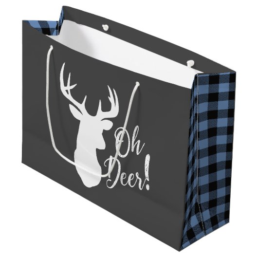 Oh Deer Baby shower Blue Boy Groot Cadeauzakje (Voorkant Gekanteld)