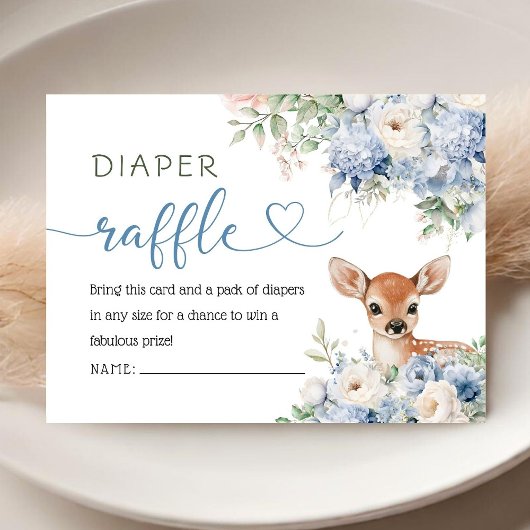 Oh Deer Baby Shower Boy Diaper Raffle Informatiekaartje