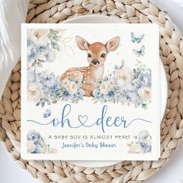 Oh Deer Baby Shower Boy Dusty Blue Paper Napkin Servet
