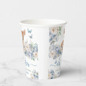 Oh Deer Baby Shower Boy Dusty Blue  Papieren Bekers (Rechts)