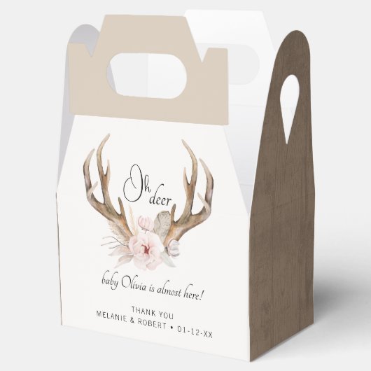 Oh Deer Baby shower Favoriet Box – Woodland Floral Bedankdoosjes (Geopend)