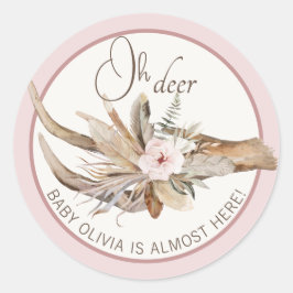 Oh Deer Baby shower Favoriet Sticker – Pink Woodla
