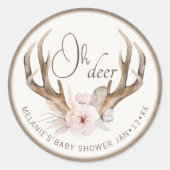 Oh Deer Baby shower Favoriet Sticker – Woodland Wa (Voorkant)