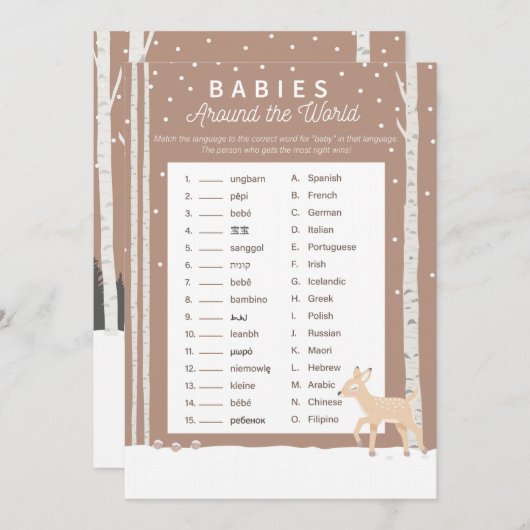 Oh Deer - Baby shower Game - baby's rond de vloer Programmakaart (Voorkant / Achterkant)
