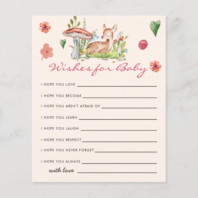 Oh Deer Baby shower Game Wensen voor Baby Kaart (Voorkant)