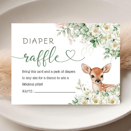 Oh Deer Baby Shower Gender Neutral Diaper Raffle  Informatiekaartje