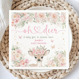 Oh Deer Baby Shower Girl Blush Pink Paper Napkin Servet