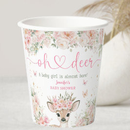 Oh Deer Baby Shower Girl Blush Pink  Papieren Bekers
