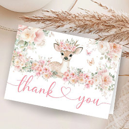 Oh Deer Baby Shower Girl Folded Thank You Card Bedankkaart