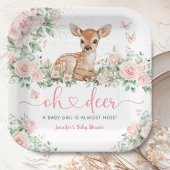 Oh Deer Baby shower Girl Pink Paper Papieren Bordje