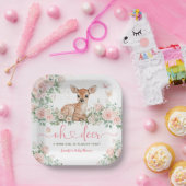 Oh Deer Baby shower Girl Pink Paper Papieren Bordje (Feest)