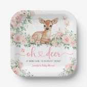 Oh Deer Baby shower Girl Pink Paper Papieren Bordje (Voorkant)
