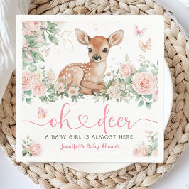 Oh Deer Baby shower Girl Roze Papier Servet