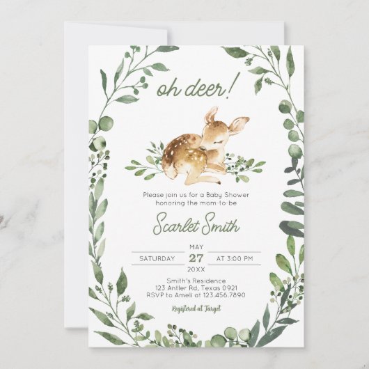 Oh Deer Baby shower Kaart (Voorkant)